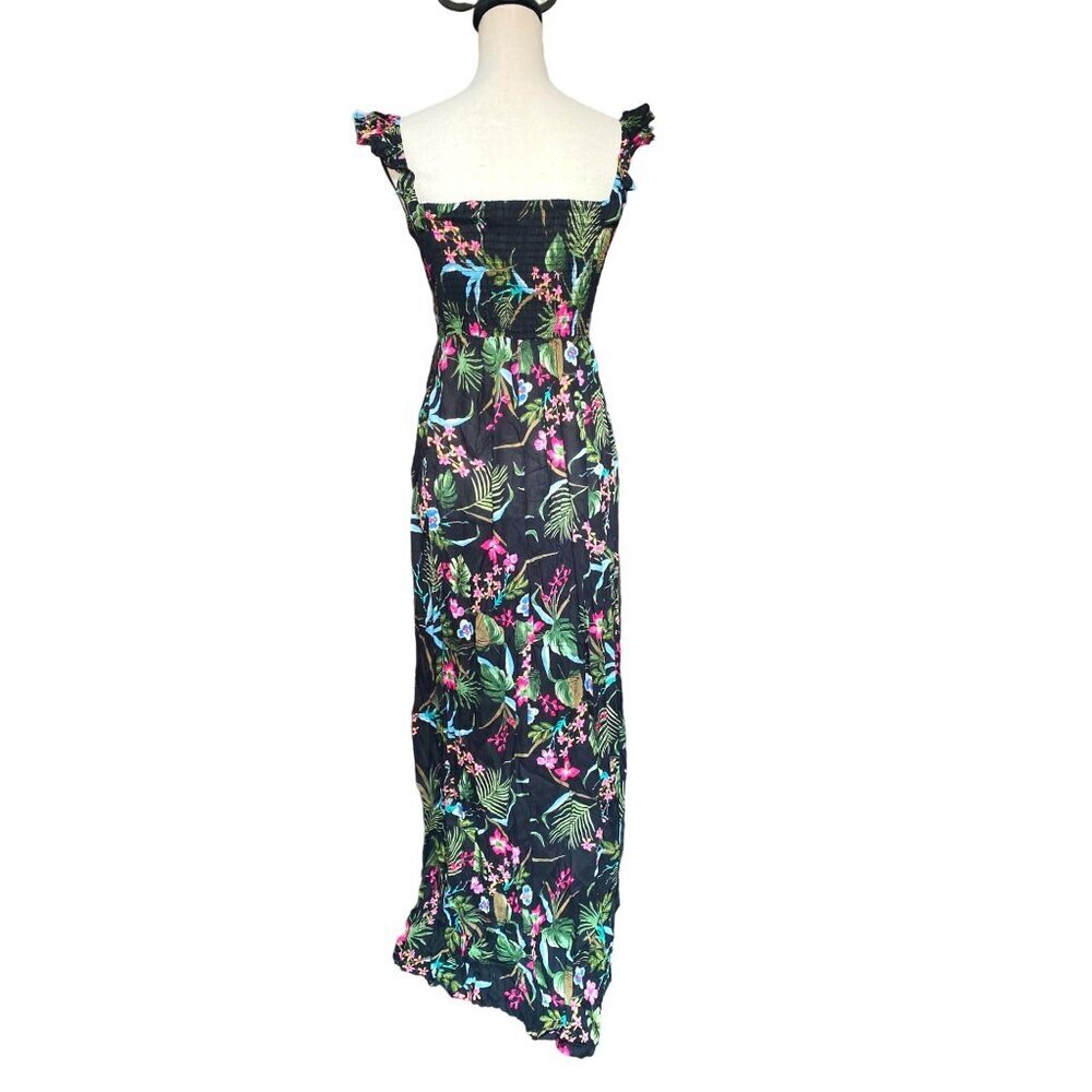 Floral garden printed ruffled summer coastal maxi dress cover up women‎ Small - Picture 8 of 12